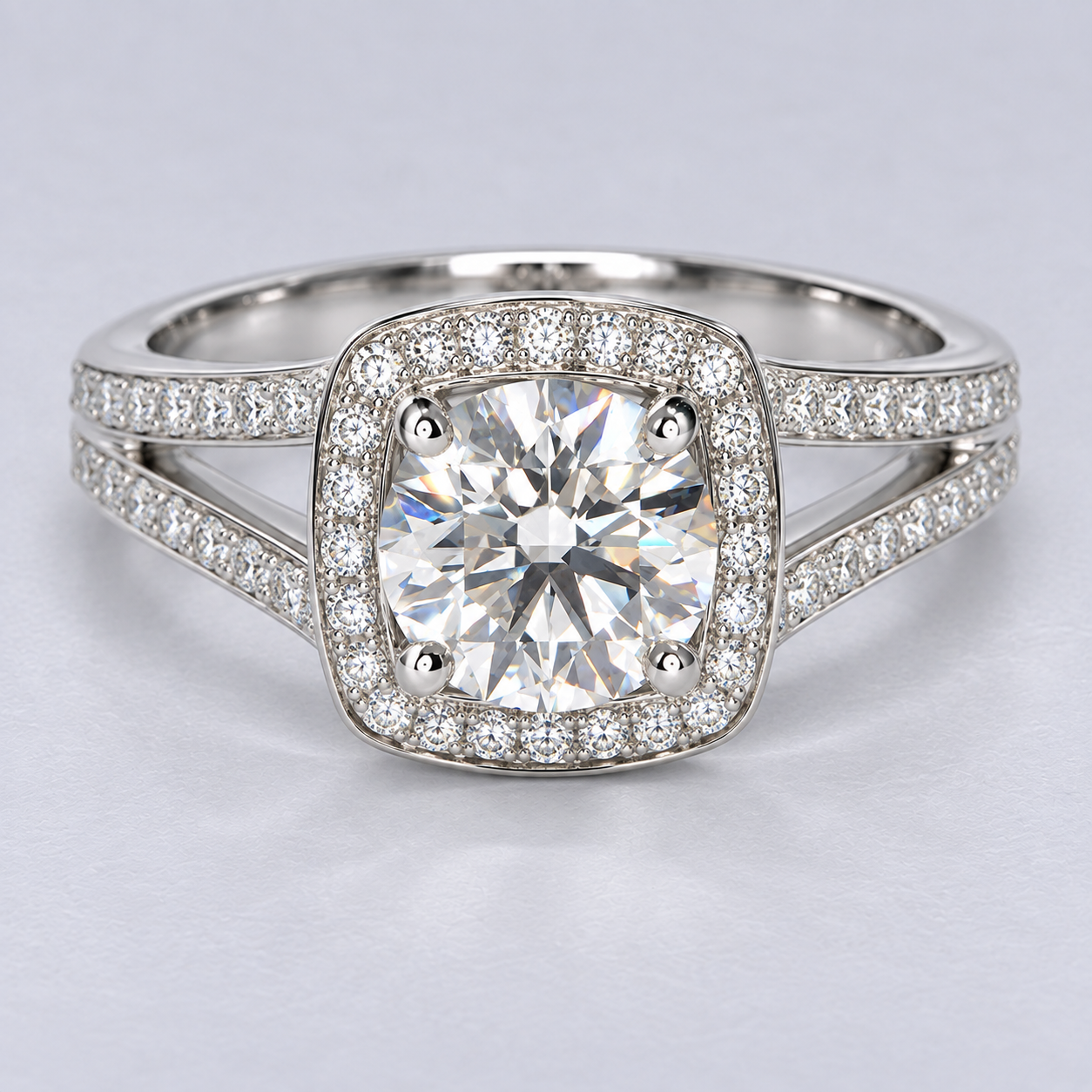 The Queen Diamond 1,00 ct Zentraldiamant + 0,48 ct Lab-Grown Haloring in Weissgold - sofort verfügbar