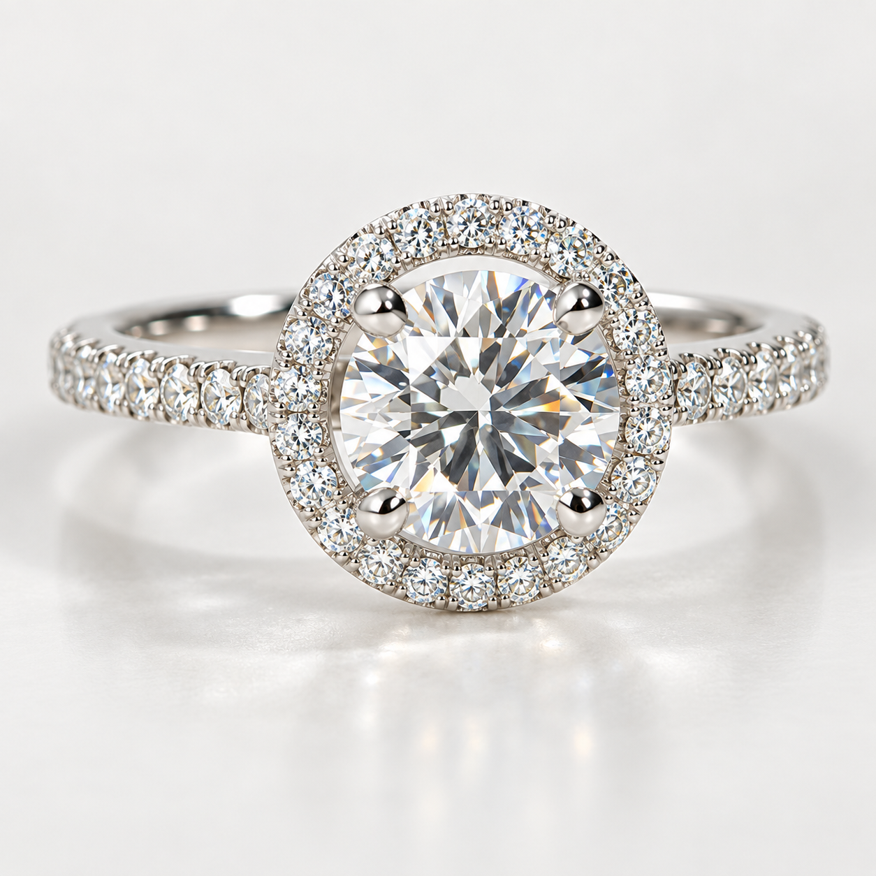 The Queen Diamond 1,00 ct Zentraldiamant + 0,30 ct Lab-Grown Haloring in Weissgold - sofort verfügbar