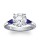 The Queen Diamond - 3,00 ct Zentraldiamant + 0,30 ct Seitensteine Saphir Diamantring in Weissgold