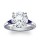 The Queen Diamond - 5,00 ct Zentraldiamant + 0,30 ct Seitensteine Saphir Diamantring in Weissgold