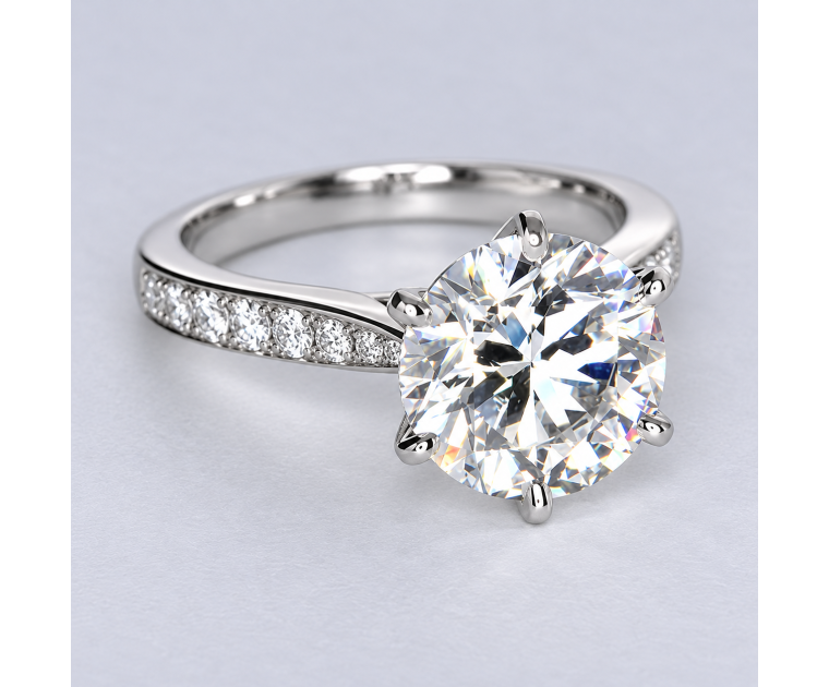 The Queen Diamond - 3,00 ct Natural Zentraldiamant + 0,48 ct Seitensteine DIAMANTRING IN WEISSGOLD