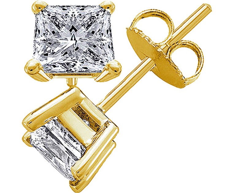 Original Empire 1,00 ct Diamantohrringe in Gelbgold