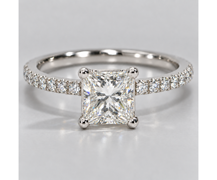The Queen Diamond - 1,00 ct Zentraldiamant + 0,42 ct Seitensteine Lab-Grown Diamantring IN WEISSGOLD - sofort verfügbar