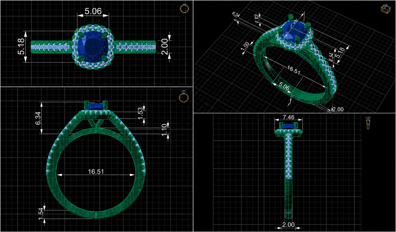 3D-CAD Konstruktion eines individuellen Diamantrings